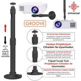 Vankyo Groove 30-60cm Alüminyum Projeksiyon Cihazı Tavan Askı Aparatı Duvar Bağlantı Aparatı Universal Projector Siyah 360 Dönebilen Tripod Yuvalı