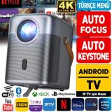 Vankyo H300A AndroidTV 4K Destekli Projeksiyon Cihazı+Auto Focus+Auto Keystone 6GWi-Fi+5.2Bluetooth 240''Yansıtma Gri