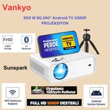 Vankyo Sunspark 500W 9000 Lümen Wi-Fi Android Projeksiyon Cihazı+ Akım Korumalı 3 Lü Priz Hediye - Beyaz