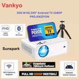 Vankyo Sunspark 500W 9000 Lümen Wi-Fi Android Projeksiyon Cihazı+ Akım Korumalı 3 Lü Priz Hediye