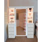 Vanmed Home Vela 170*135*40 % 100 MDF Makyaj Masası Led'li Boy Aynası - Beyaz