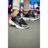 Vanone Çocuk Ortopedik Cırtlı Esnek Hafif Nefes Alabilen Unisex File Çocuk Sneaker Spor Ayakkabı - Siyah - Beyaz