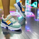 Vanone Lastikli Cırtlı Yumuşak Esnek Hafif Nefes Alabilen Unisex File Çocuk Sneaker Spor Ayakkabı - Mavi - Beyaz - Yeşil