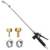 VANPET 29 inç Yedek Püskürtme Çubuğu, 2 Pirinç Barbs Maç 3/8 '' ve 1/4 '' Hortumlar, Paslanmaz Çelik Üniversal Püskürtme Çubuğu Kapatma Vanası ve 2 Hortum Kelepçesi