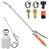 VANPET Tüm Metal Yedek Püskürtme Çubuğu, 1/4 "& 3/8" Pirinç Diken Püskürtücü Değnek Değiştirme, Kapatma Vanalı Paslanmaz Çelik Püskürtme Çubuğu ve 2 Hortum Kelepçesi (Yükseltme 29 İnç Püskürtme Değneki)