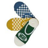 Vans, Kadın Süper No-Show Çorapları, Mavi/Yeşil/Sarı, 1-6