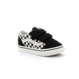 Vans Old Skool V CRWBLA1 GEO Check siyah çocuk spor ayakkabısı, kareli detaylara sahip, Siyah, 26.5 EU
