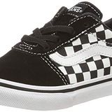 Vans Unisex Ward Slip-On Canvas çocuk spor ayakkabısı, Siyah Dama Siyah Gerçek Beyaz PVC, 17 EU