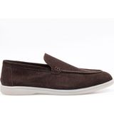 Vantaggio Shoes Loop Süet %100 Hakiki Deri Erkek Loafer Ayakkabı Düz Kauçuk Taban ile Konfor - Kahverengi