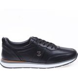 Vantaggio Shoes Vitti Erkek Spor Ayakkabı % 100 Hakiki Deri Düz Taban Siyah Renk