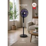 Vantilatör 6 Pervaneli 3 Kademeli Kumandalı Dijital Ekranlı Ayaklı 16 Inc 50W Fan Sf05 Siyah