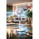 Vantilatör 7 Pervaneli 3 Kademeli Kumandalı Dijital Ekranlı Ayaklı 16 Inc 60W Fan Sf02 Beyaz