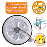 Vantilator Banyo Wc Isyeri Havalandirma Aspiratoru Fani Kirli Hava Kotu Koku Metal 300 Mm