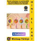 #Vantilatör Kompakt Hafif Sessiz Çalışma Ev Ofis Seyahat Serinleme Sevimli Şık Tasarım Renkli Işıklı Şarjlı 2 Kademeli M