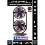 #Vantilatör Kompakt Sessiz Çalışma Yoğun Üflemeli 3 Kademeli Şarjlı Masa Üstü Çift Fanlı Vantilatör