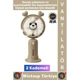 #Vantilatör Kompakt Sessiz Yoğun Üflemeli 2 Kademeli Şarjlı Sevimli Ayıcıklı Mini El Fanı Vantilatör