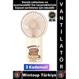 #Vantilatör Kompakt Sessiz Yoğun Üflemeli 3 Kademeli Şarjlı Şık Figürlü Mini Masa El Fanı Vantilatör