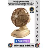 #Vantilatör Sessiz Çalışma Yoğun Üflemeli Retro Model 2 Kademeli Şarjlı Mini Masa Üstü Vantilatör