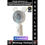 #Vantilatör Sessiz Yoğun Üfleme Sevimli Ayıcık Kulaklı 2 Kademeli Şarjlı Mini Masa Üstü Vantilatör