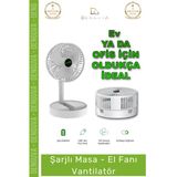 #Vantilatör Üç Hız Kademeli 1200Mah Bataryalı Güçlü Taşınabilir Usb Şarjlı Masa El Fanı Vantilatör
