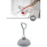 Vantuz Lavabo Pompası, Lavabo Küvet Gideri Tıkanık Açıcı El Pompası 11CM - Gri