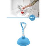 Vantuz Lavabo Pompası, Lavabo Küvet Gideri Tıkanık Açıcı El Pompası 11CM - Mavi