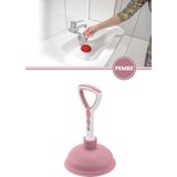 Vantuz Lavabo Pompası, Lavabo Küvet Gideri Tıkanık Açıcı El Pompası 11CM - Pembe