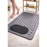 Vantuzlu Banyo Ve Duş Kaydırmazı Küvet İçi Masajlı Kaymaz Zemin Duşakabin Paspası 36X70 Cm - Antrasit Gri