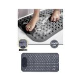 Vantuzlu Dikdörtgen Banyo Duş Kaydırmaz Paspas, Küvet İçi Banyo Zemini Ayak Masaj Halısı 70x36cm Gri