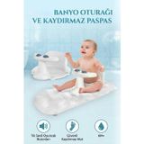 Vantuzlu Kaymaz Paspaslı 30.5 Cm Sesli Pratik Kullanımlı Bebek Banyo Oturağı Ve Oyuncaklı Koltuk