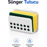 Vantuzlu Sünger ve Fırça Tutucu - Mutfak Lavabo Kenarı Süzgeçli Organizer