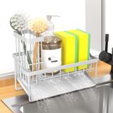 Vanwood Mutfak Lavabo Caddy Sünger Tutucu, Mutfak Lavabosu için Fırça Tutucu, Mutfak Evyesi Cocina Organizatör ve Depolama Bulaşık Sabunu Sünger Caddy Otomatik Paslanmaz Çelik Tahliye Tepsisi ile
