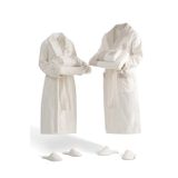 Vanya Aile Bornoz Seti %100 Organik Pamuk Nakışlı Krem/Krem - M/L