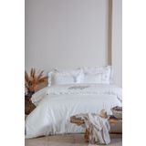 Vanya Battal Boy Nevresim Takımı %100 Organik Pamuk Saten Aplike Nakışlı Krem 240x220 Cm