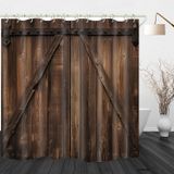 VANZEV Çiftlik Evi Rustik Duş Perdesi, Vintage Country Ahşap Ülke Ahır Duş Perdesi Banyo için Hediyeler, Su Geçirmez Kumaş Duş Perdesi Seti, 12 Kancalı Banyo Dekorasyonu 182 x 182 cm
