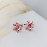 VAOOV 925 Ayar Gümüş Pembe Taşlı Lotus Çiçeği Küpe