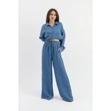 Vapur Tekstil Yandan Bağlamalı Tunik Gömlek - Indigo - İndigo
