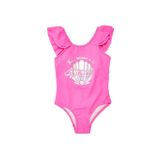 Varak baskılı kız çocuk mayo DB200722CM NEON FUŞYA 7-8 Yaş