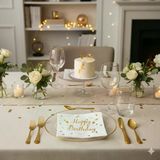 Varaklı Happy Birthday Beyaz Gold Baskılı Peçete 20'li Doğum Günü Parti Peçetesi