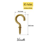Varalli Stoplu Piton Çengel 28,5 x 14,4 mm - Vidalı Açık Çengel, Kanca
