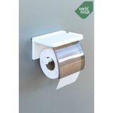 VarBiFırsat Yapışkanlı Kapaklı Tuvalet Kağıdı Askısı Banyo Tuvalet Kağıtlığı Aparatı Peçetelik Organizer Plastik - Beyaz