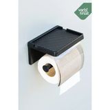 VarBiFırsat Yapışkanlı Kapaklı Tuvalet Kağıdı Askısı Banyo Tuvalet Kağıtlığı Aparatı Peçetelik Organizer Plastik - Siyah