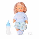 VARDEM 30 cm Sesli Emzikli ve Biberonlu Boncuk Bebek, Altını Islatan Oyuncak Bebek, Biberon Aksesuarlı Konuşan Bebek, Çocuklar İçin Evcilik ve Bakım Oyuncağı LD9706K-G (MAVİ)