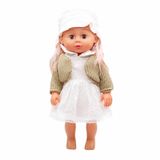 VARDEM 35,5 cm Sesli Ayakta Duran Bebek Oyuncak, 3 Asorti Kıyafetli Bebek, Konuşan/Sesli Oyuncak Bebek, Çocuklar İçin Evcilik ve Rol Yapma Oyuncağı LD68016A (BEYAZ)