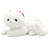 VARDEM 36 cm Peluş Sesli Kedi Oyuncak, 4 Asorti Renk Seçenekli Yumuşak Kedi Peluşu, Ses Efektli Çocuk Oyuncağı, Sarılmalık Uyku Arkadaşı ve Hediye Peluş Kedi PJH14473 (BEYAZ)