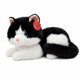 VARDEM 36 cm Peluş Sesli Kedi Oyuncak, 4 Asorti Renk Seçenekli Yumuşak Kedi Peluşu, Ses Efektli Çocuk Oyuncağı, Sarılmalık Uyku Arkadaşı ve Hediye Peluş Kedi PJH14473 (SİYAH-BEYAZ)