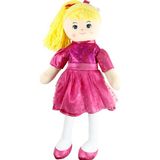 Vardem 50 cm Parlak Elbiseli Bez Bebek Uyku Veoyun Arkadaşı - Pembe