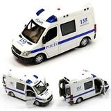 Vardem Beyaz Mercedes Benz Sesli Işıklı Polis Arabası 1:32 Ölçekli Metal Kapıları Açılan Eğlenceli Oyuncak