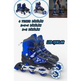 Vardem Işıklı Ayarlanabilir (Alıştırma ve Sıralı) Paten Çocuk Outdoor Bahçe Oyunları - Mavi - 30 - 33