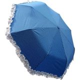 Vardem Katlanır Otomatik Şemsiye 8 Telli Desenli Fırfırlı (Pongee Kumaş) - Mavi